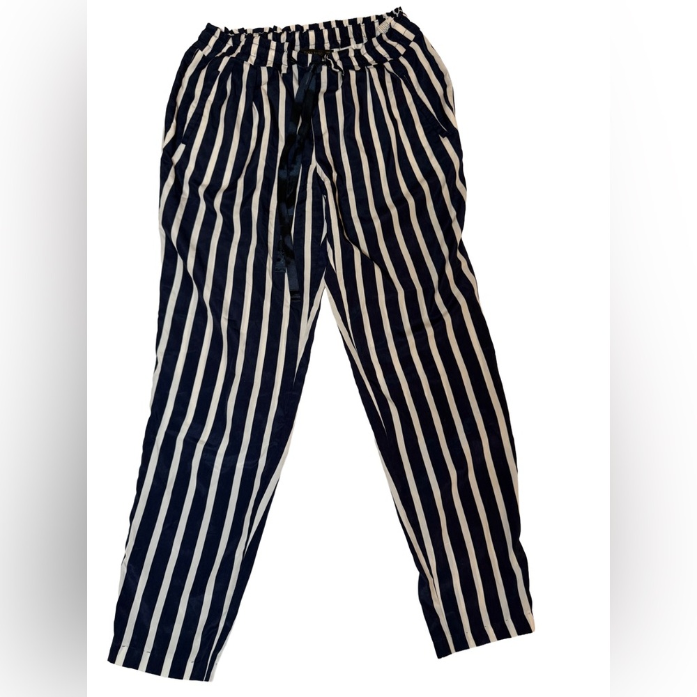 Zara Women's Striped Navy and White Joggers